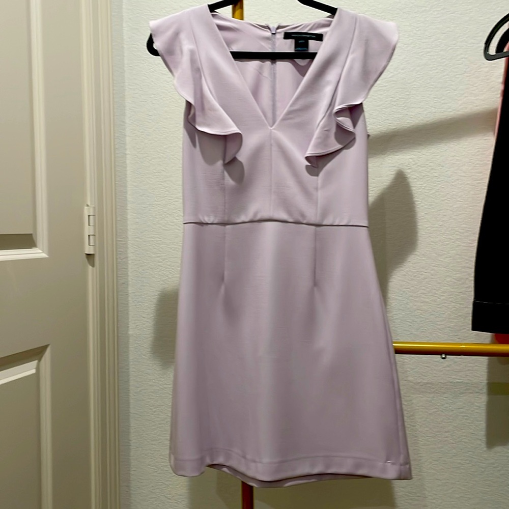 Worn once!  Lilac French connection whisper dress with flutter sleeve, vneck.